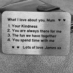 Personalised What I Love About You Mum Metal Card Mothers Day