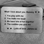 Personalised What I Love About You Mummy Metal Card Mothers Day