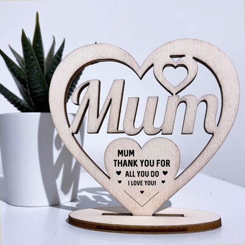 Engraved Mum Heart Birthday Mothers Day Gift For Mum Mummy