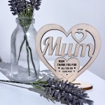 Engraved Mum Heart Birthday Mothers Day Gift For Mum Mummy