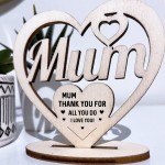 Engraved Mum Heart Birthday Mothers Day Gift For Mum Mummy