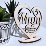 Happy Mothers Day Engraved Heart Gift For Mum Mummy Plaque