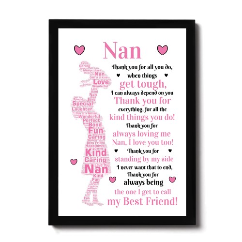 Nan POEM Gifts for Nan Mothers Day Gifts Birthday Framed Print