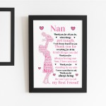 Nan POEM Gifts for Nan Mothers Day Gifts Birthday Framed Print