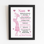 Nan POEM Gifts for Nan Mothers Day Gifts Birthday Framed Print