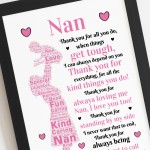 Nan POEM Gifts for Nan Mothers Day Gifts Birthday Framed Print