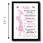 Nan POEM Gifts for Nan Mothers Day Gifts Birthday Framed Print