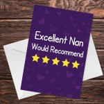 Funny Nan Card For Mothers Day Birthday Would Recommend Card 