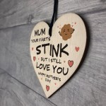 Funny Mothers Day Gift Wood Heart FART Gift For Mum Daughter