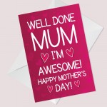 Funny Mothers Day Card Im Awesome Card From Daughter Son Joke