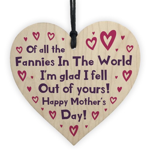 Funny Joke Mothers Day Gift For Mum Wooden Hanging Heart