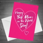 Funny Mothers Day Card BEST MUM IN THE WORLD DAY Mum Card