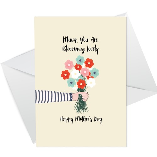 For Mum Mothers Day Card Floral Design Card From Daughter Son