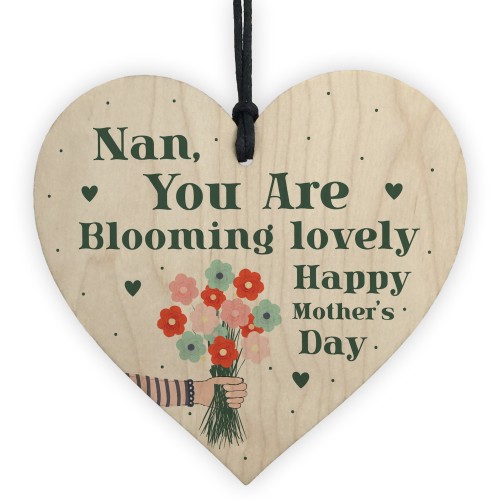 Mothers Day Gifts Wood Heart Blooming Lovely Special Nan Gift