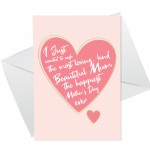 Special Mum Mothers Day Card Heart Card For Mum From Daughter