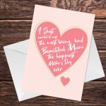 Special Mum Mothers Day Card Heart Card For Mum From Daughter