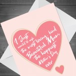 Special Mum Mothers Day Card Heart Card For Mum From Daughter