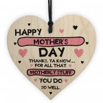 FUNNY Gift For Mothers Day Wood Heart Mum Gift From Daughter Son