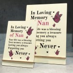 In Loving Memory Of Nan Wood Standing Plaque Nan Memorial Sign