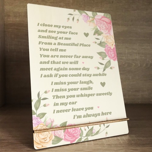 Beautiful Memorial Mum Gift Wood Standing Plaque In Memory