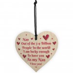 Nan Gift Hanging Heart Sign For Mothers Day Birthday Gifts