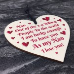 Nan Gift Hanging Heart Sign For Mothers Day Birthday Gifts