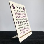 Gifts for Nan Wooden Standing Sign Birthday Mothers Day Gift