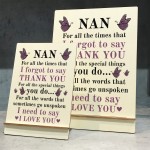 Gifts for Nan Wooden Standing Sign Birthday Mothers Day Gift