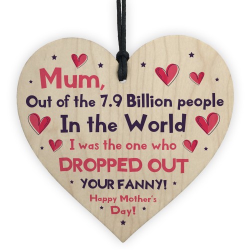 Funny Mothers Day Gift From Daughter Son Rude Wooden Heart