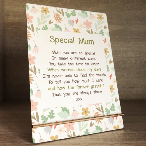 Mum Gift For Mothers Day Birthday Poem Wooden Standing Plaque