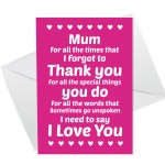 Mum Thank You Mothers Day Card Love Poem Card For Mum