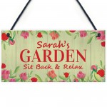 Garden Sign Personalised Hanging Plaque Summer House Decor