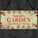 Garden Sign Personalised Hanging Plaque Summer House Decor