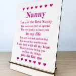 Gifts for Nanny A5 Wood Standing Sign Birthday Mothers Day Gift