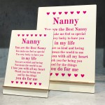 Gifts for Nanny A5 Wood Standing Sign Birthday Mothers Day Gift