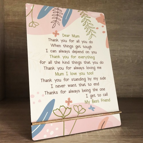 Novelty Gift For Mum Mothers Day Birthday A5 Standing Plaque