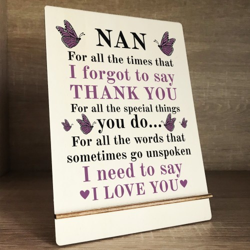 Gifts for Nan A5 Wood Standing Sign Birthday Mothers Day Gift