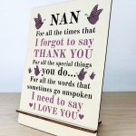 Gifts for Nan A5 Wood Standing Sign Birthday Mothers Day Gift