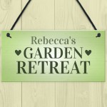 Garden Sign Personalised Plaque Garden Retreat Gift For Her