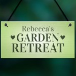 Garden Sign Personalised Plaque Garden Retreat Gift For Her