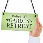 Garden Sign Personalised Plaque Garden Retreat Gift For Her