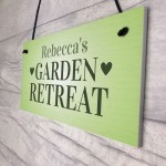 Garden Sign Personalised Plaque Garden Retreat Gift For Her