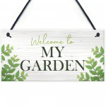 Garden Signs Welcome Plaque Hanging Summerhouse Garden Shed