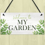 Garden Signs Welcome Plaque Hanging Summerhouse Garden Shed