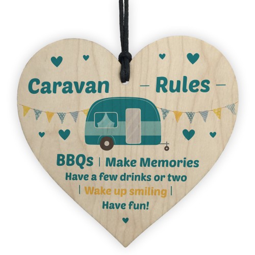 Novelty Caravan Rules Sign Hanging Door Wall Plaque Family Gift