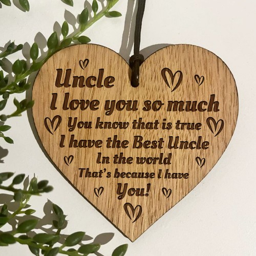 Uncle Gift For Birthday Fathers Day Engraved Wood Heart Gift