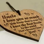 Uncle Gift For Birthday Fathers Day Engraved Wood Heart Gift