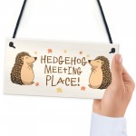 Funny Garden Sign Hedgehog Plaque MEETING PLACE Home Decor 