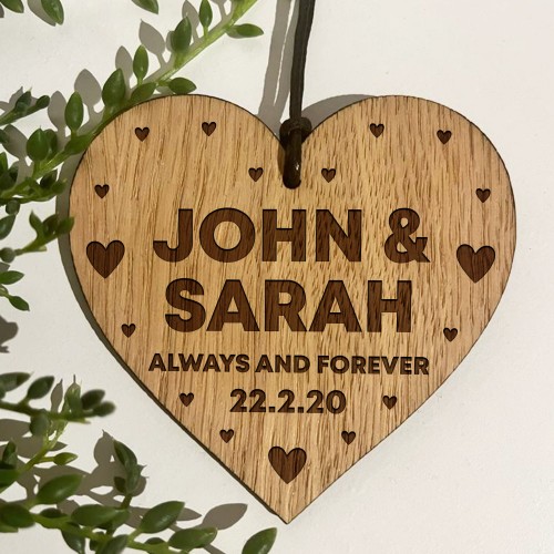 Anniversary Gift For Him Her Engraved Heart Personalised