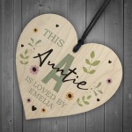 Personalised Mothers Day Birthday Gift For Auntie Wood Heart 